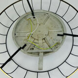 1930s to 50s glass ceiling lamp plafoniere with metal wire and brass frame