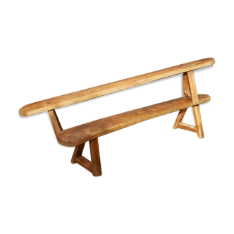 Paire de bancs de campagne en bois brut 18ème siècle
