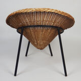 Fauteuil corbeille en rotin 1950