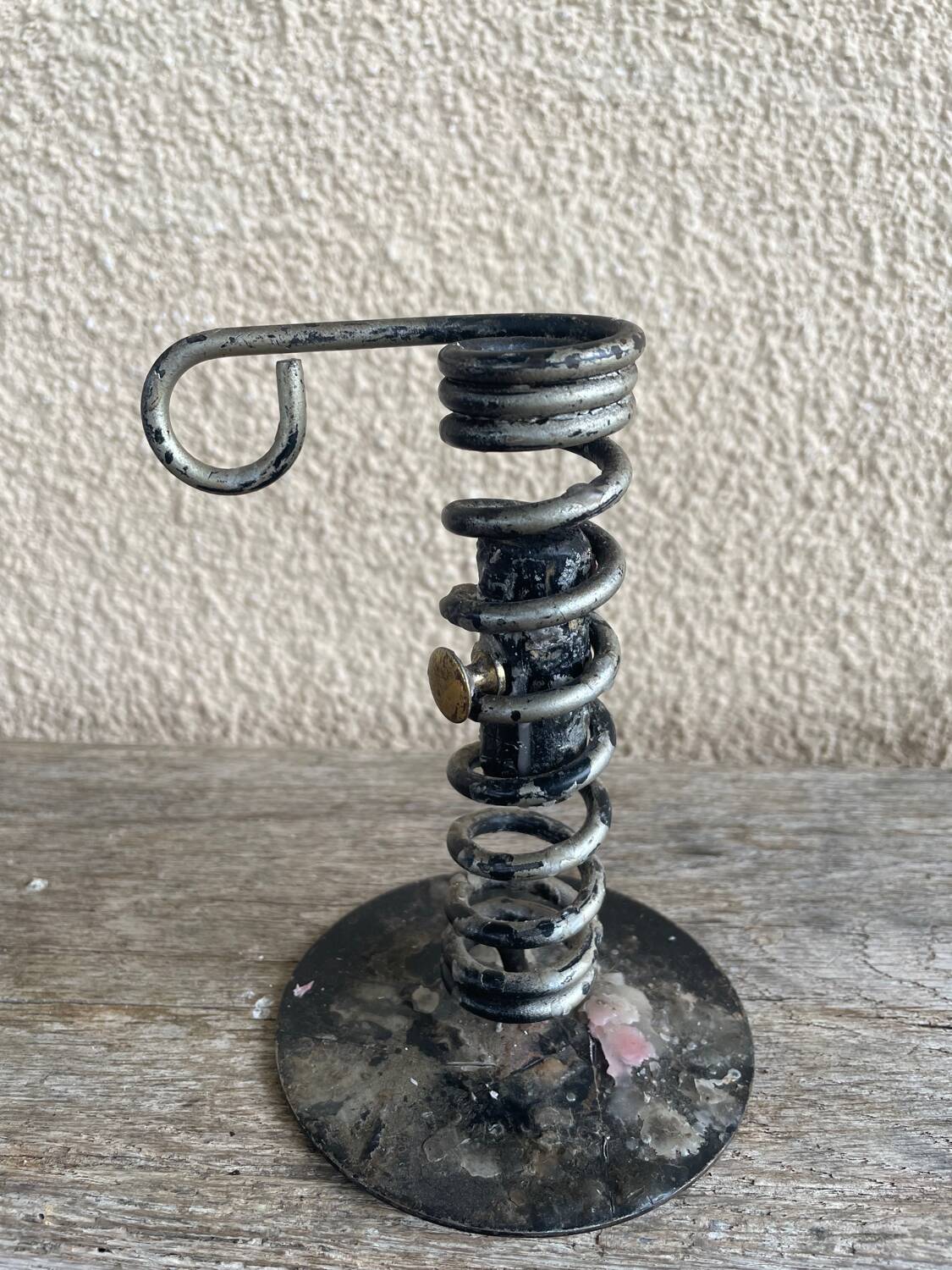 Vintage metal spring candle holder