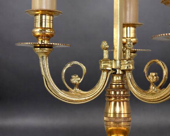 Bronze Gilt Bouillotte Lamp in Louis XVI Style with Three Lights