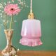 Suspension globe vintage en opaline blanche et rose