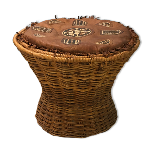 Table basse tam-tam en rotin vintage — Beyit
