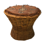 Table basse tam-tam en rotin vintage
