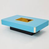 Coffee table by Willy Rizzo model Alveo blue lacquered brass 1970