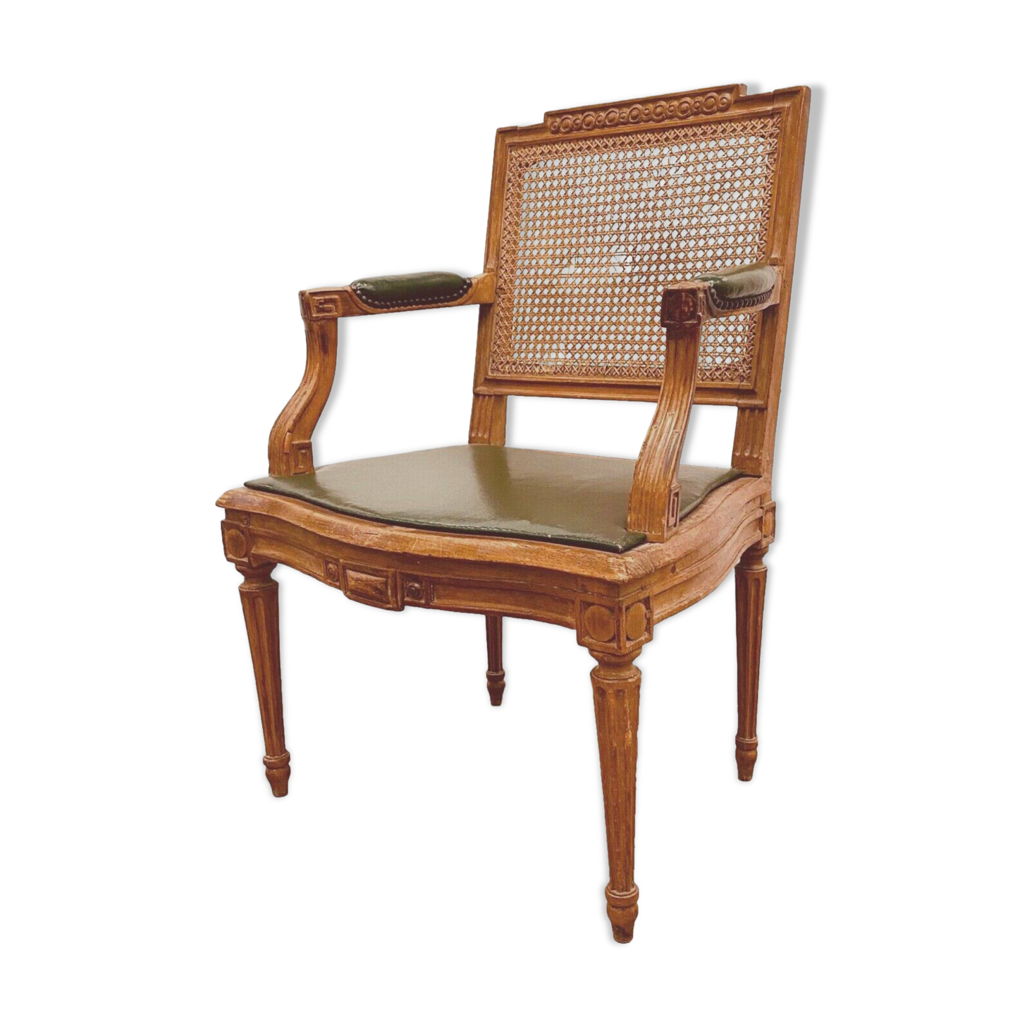 Louis XVI style office armchair in 19th century stained beech