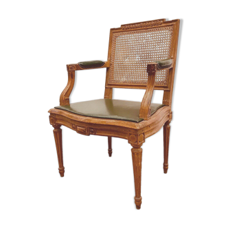 Fauteuil de bureau de style Louis XVI en hetre teinté XIX siècle