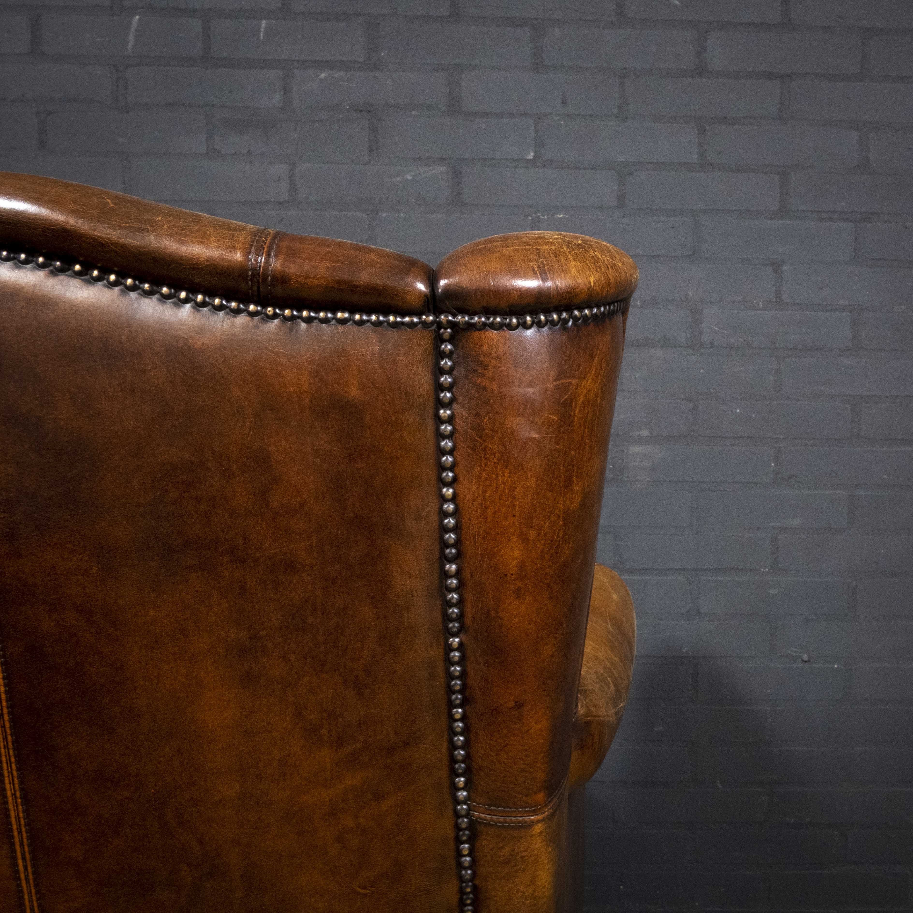 Fauteuil vintage Joris design cuir de mouton