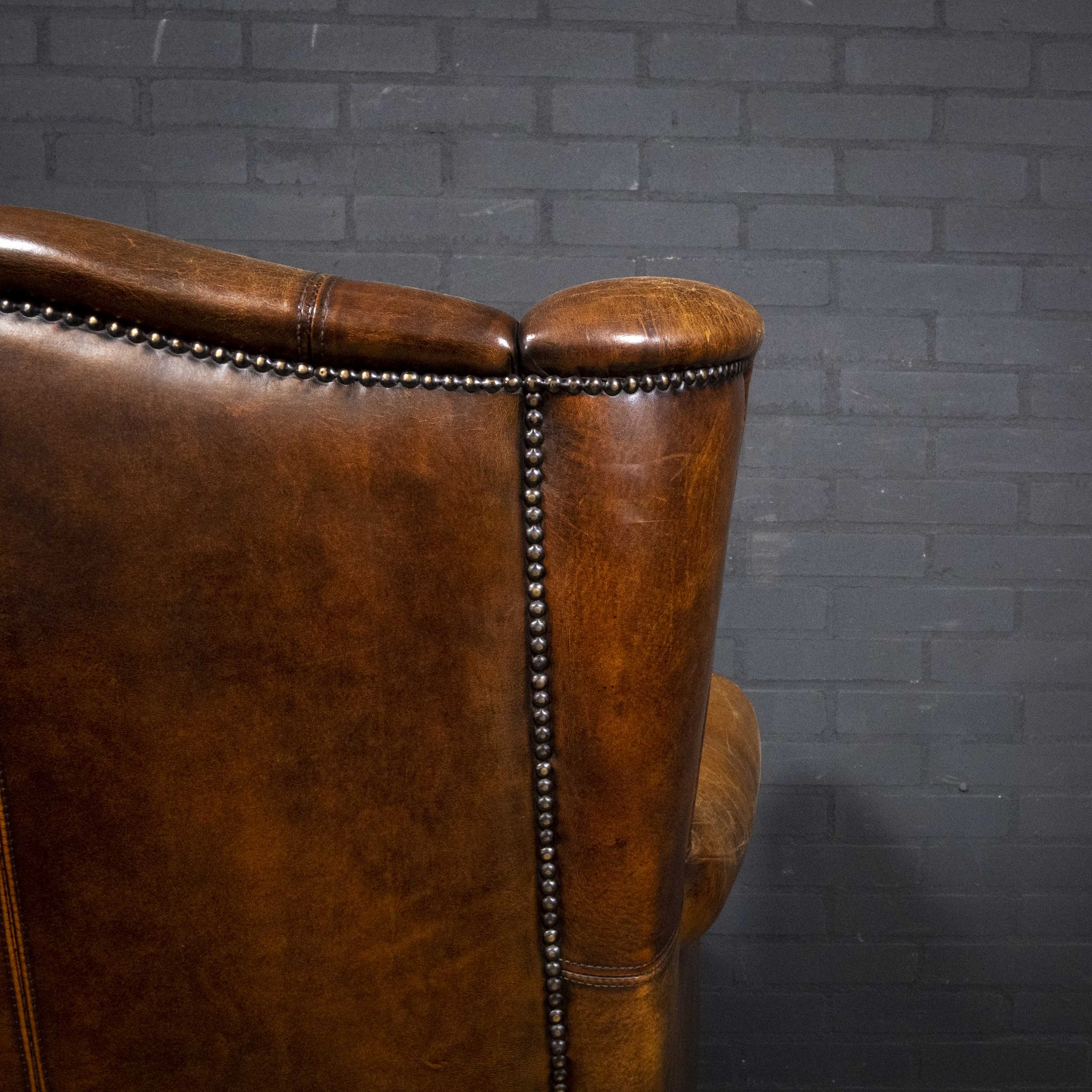 Fauteuil vintage Joris design cuir de mouton