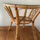 Table basse vintage en rotin et verre