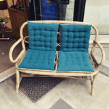 Rattan and bamboo bench 70s