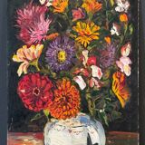 Oil on cardboard by J.-P. Ducos still life 1960