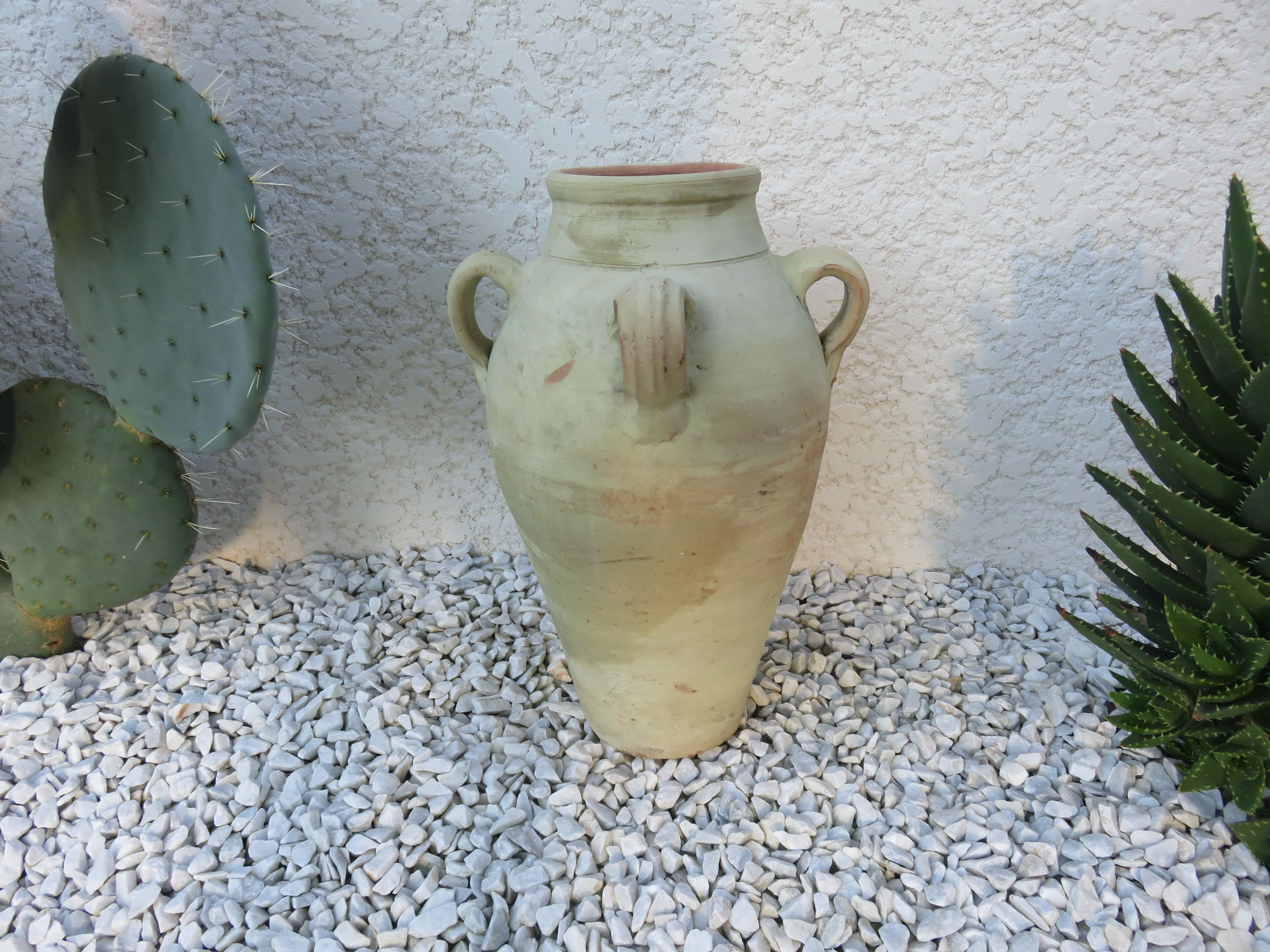 Terracotta potiche with 60s handles