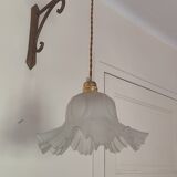 Pendant light with old glass tulip