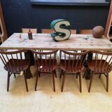 Table in wood and cast iron, industrial style, vintage