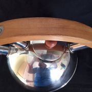 Art Deco manual kettle in stainless steel and wood, cap. 2L, 1930s