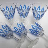 6 water glasses VMC Reims Harlequin blue