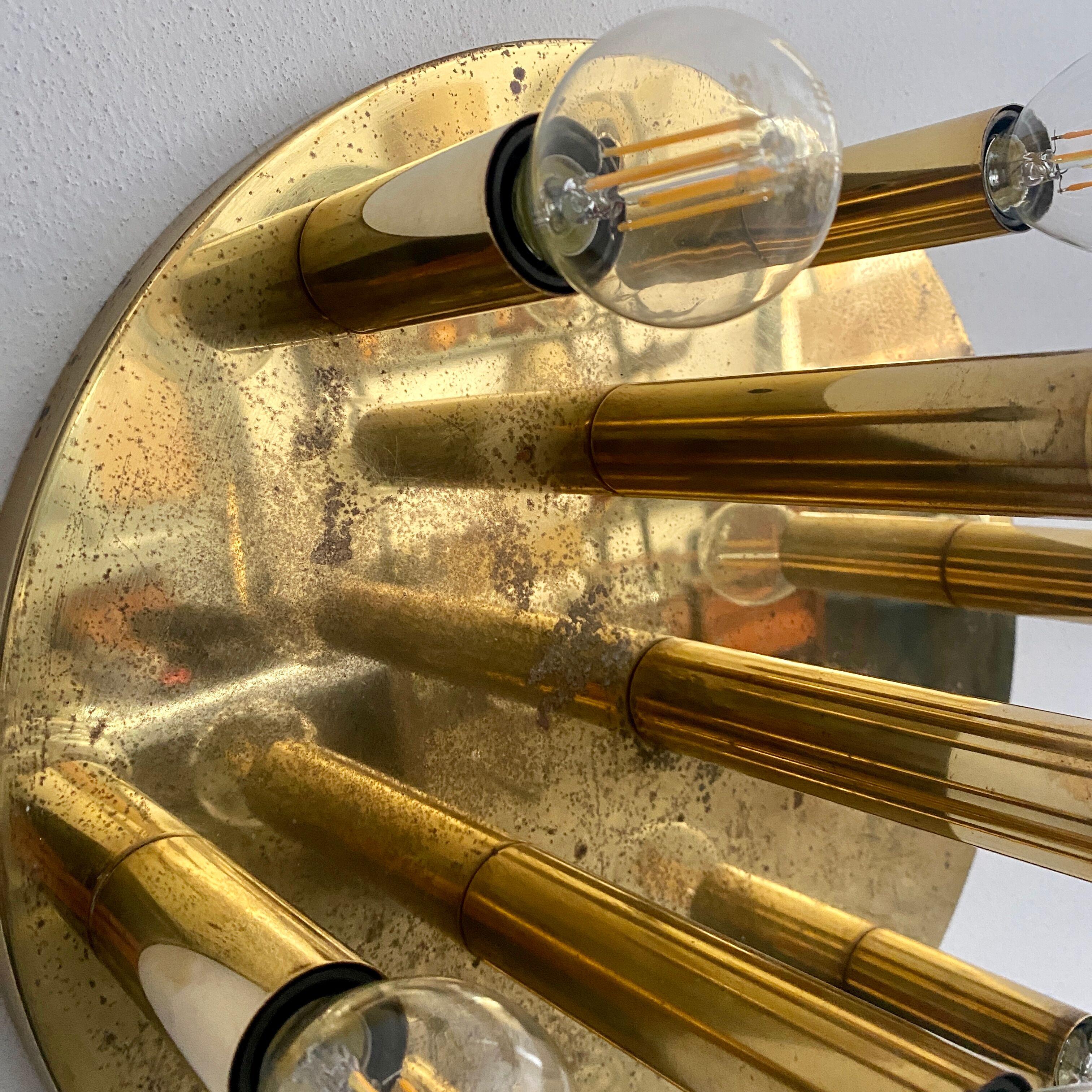 Plafonnier en laiton 10 ampoules 1960