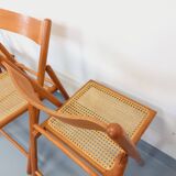 Set of 4 vintage folding chairs from Habitat made of beech wood and caning.