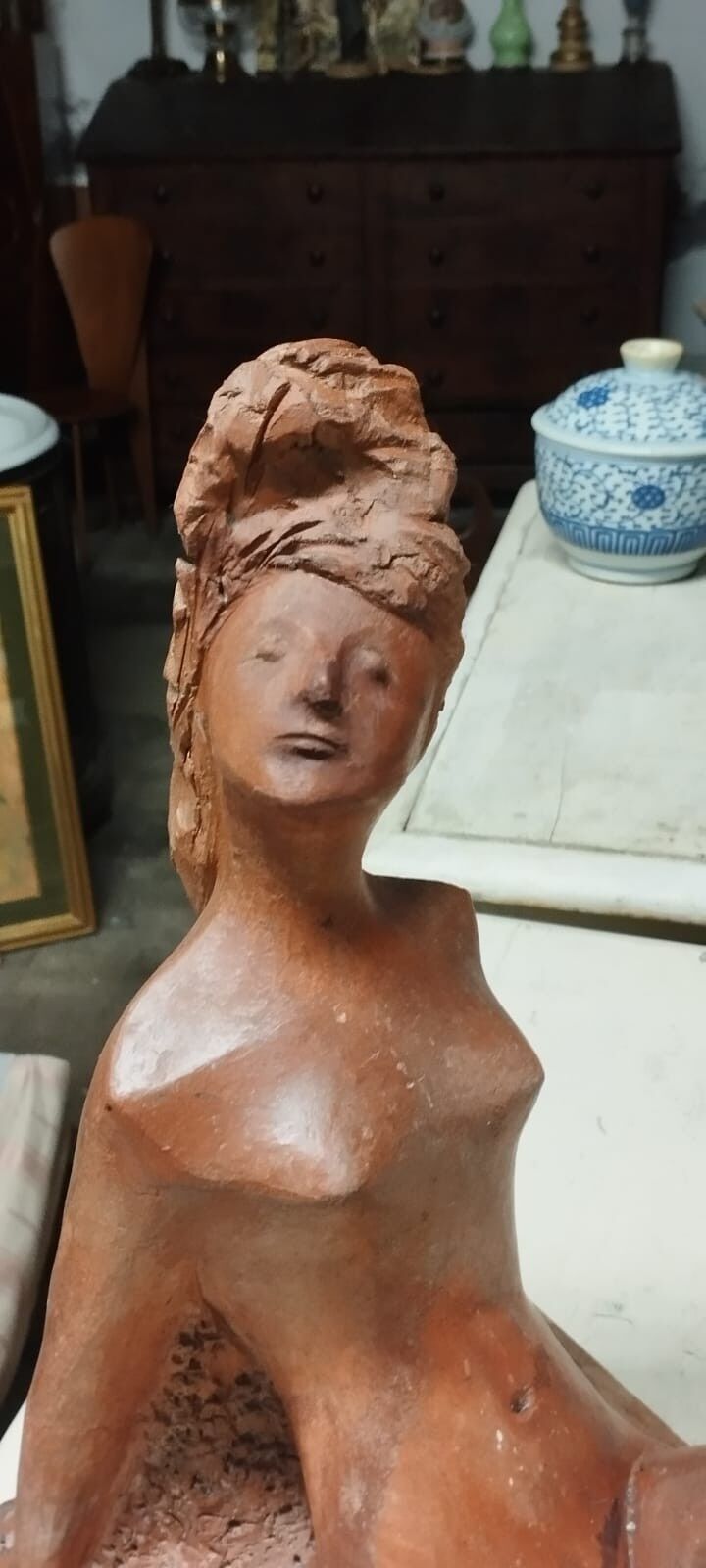 Terracotta sculpture of a female nude by Alberto Sparapani, signed.