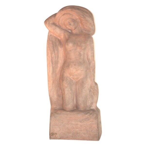 Terracotta Sculpture, Nude Bather, Signed Alfred Jean Halou, Early 20th Century 1910/1920