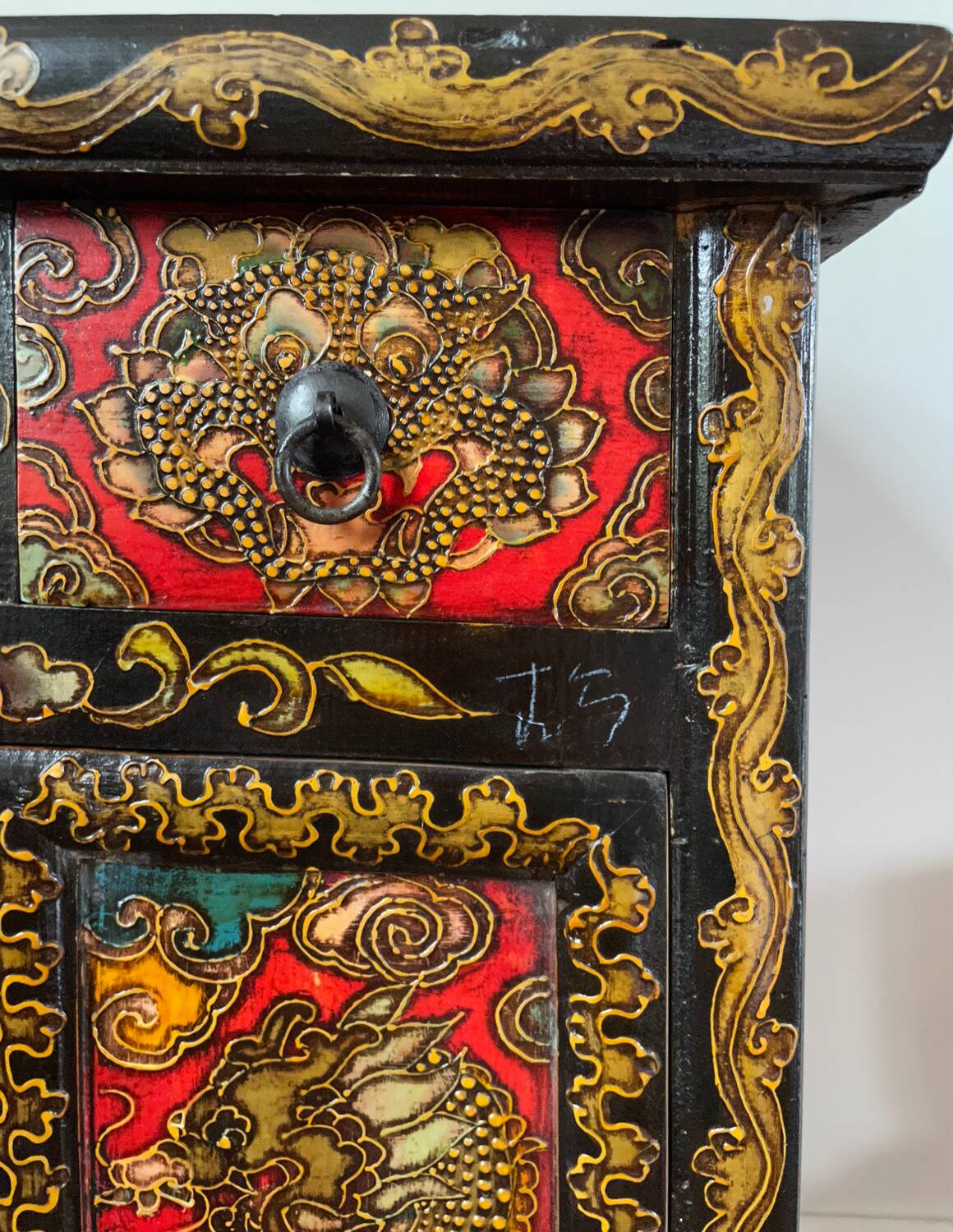 Small hand-painted Tibetan piece of furniture