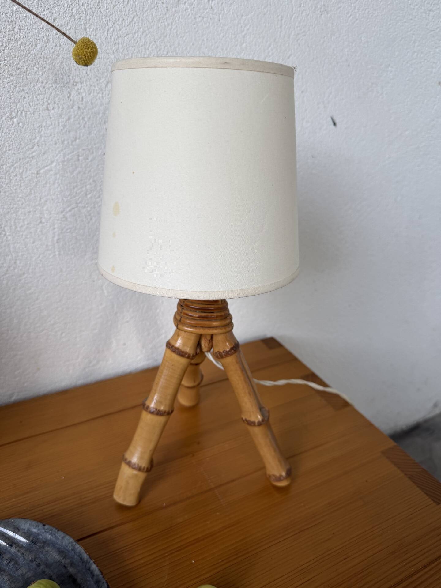 1960s rattan desk or table lamp