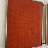 Vintage 1960s red barber triptych mirror Mirbel Paris - 28 x 70 cm