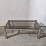 Vintage coffee table in chrome and smoked glass