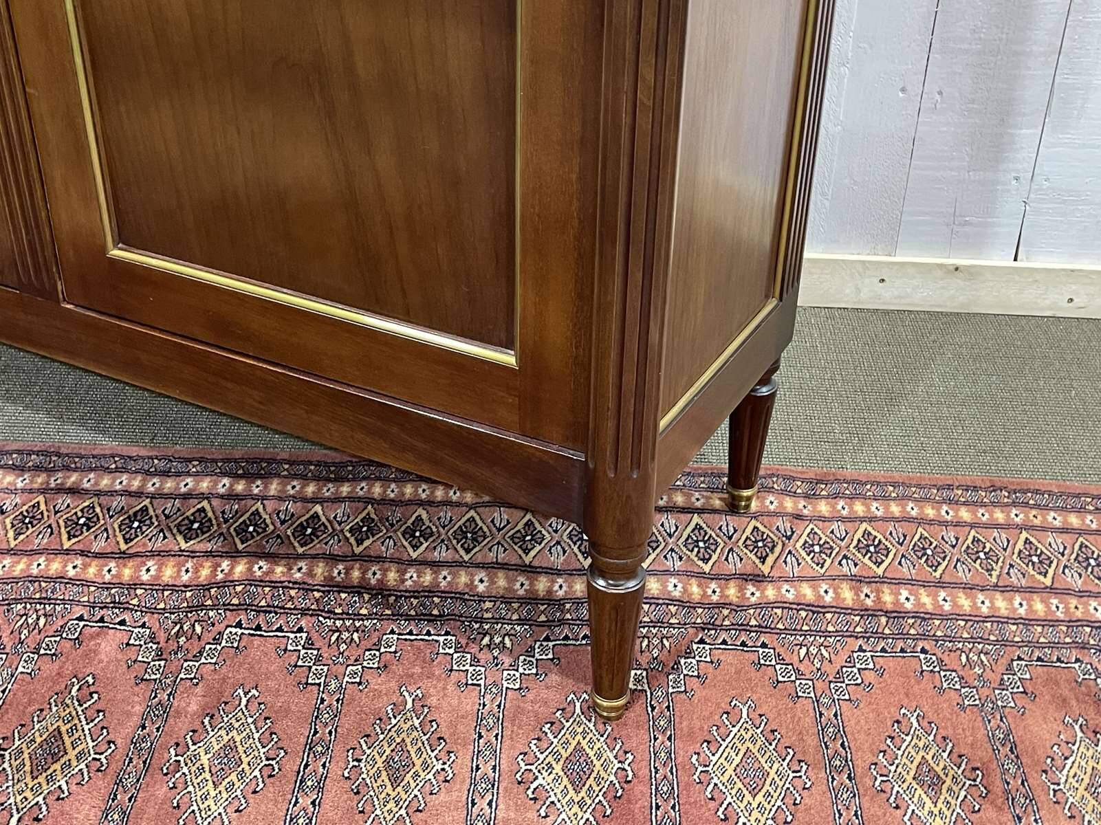Louis XVI style bookcase in mahogany and marble top from the 70s