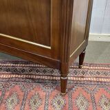 Louis XVI style bookcase in mahogany and marble top from the 70s