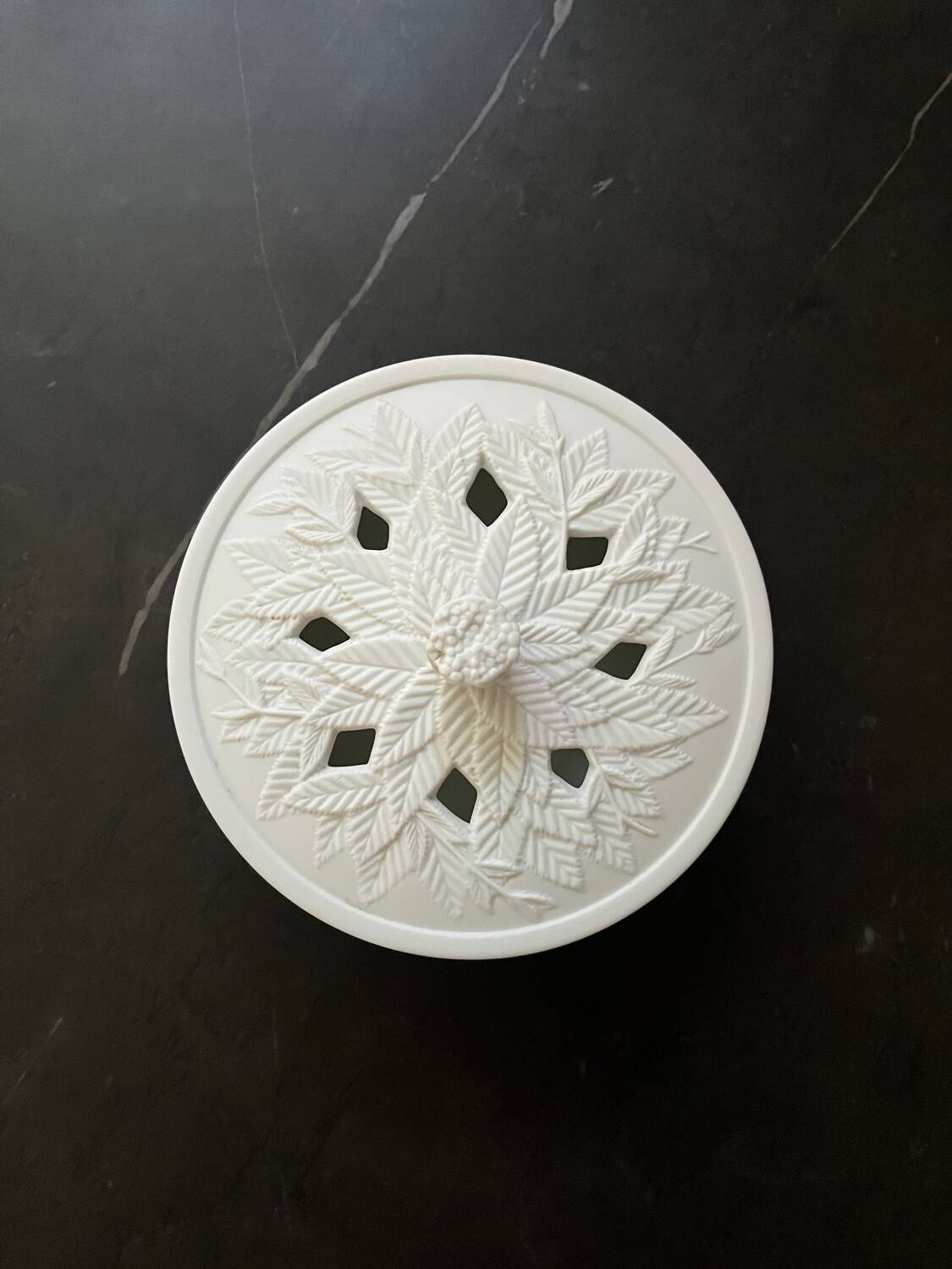 Candy jar in biscuit porcelain signed Bernardaud Limoges