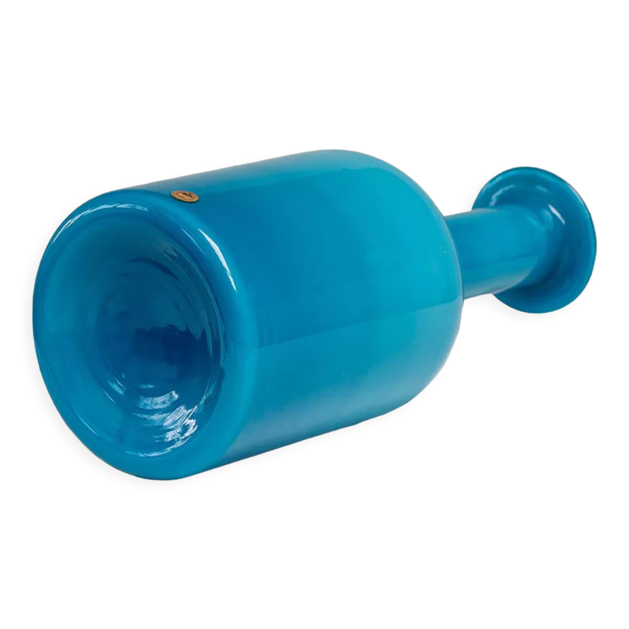 Large blue Gulvvas Otto Brauer for Kastrup Holmegaard 1970