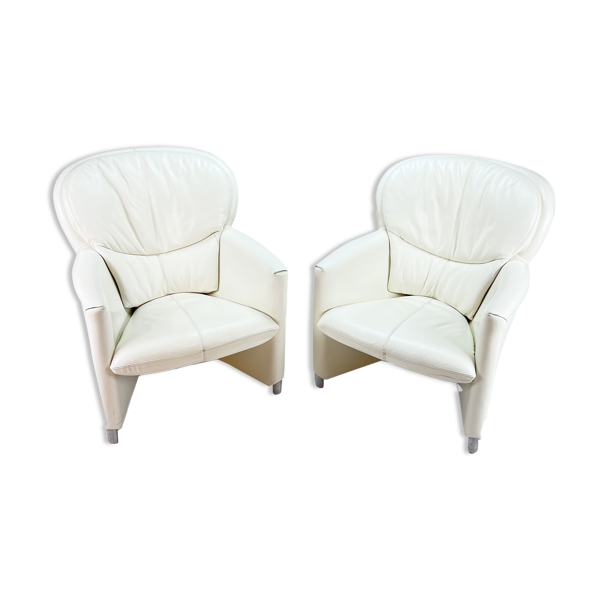 Ensemble de 2 fauteuils Leolux Excalibur blancs de Jan Armgardt, années 1990