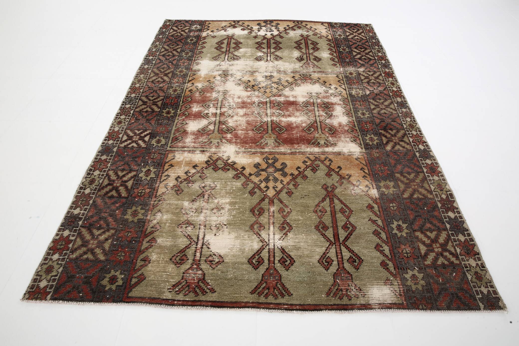 5x7 Classic Brown Red Handmade Vintage Rug, 151x214Cm SK 3054
