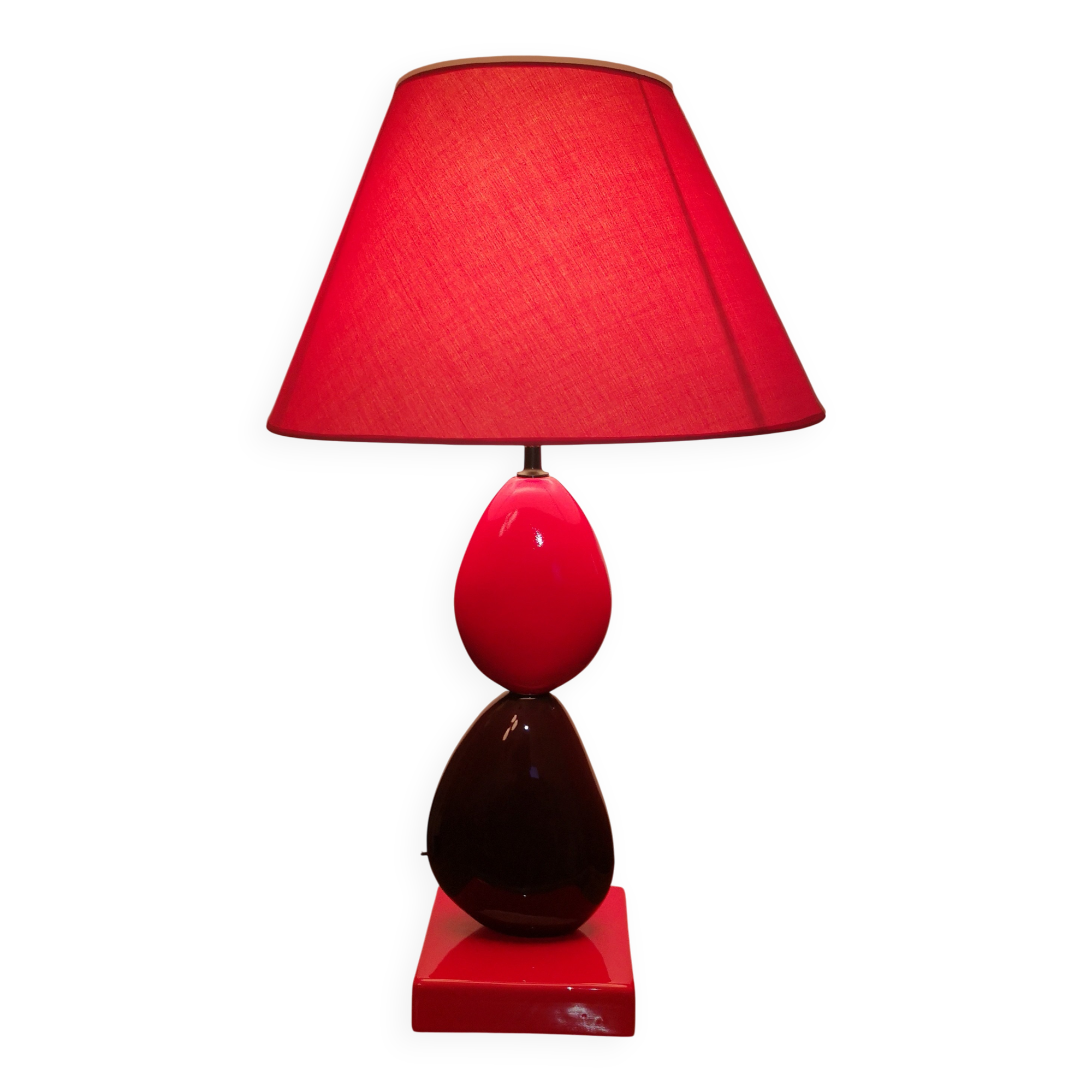 Lampe sculpturale vintage Koralcoa en céramique rouge et noire