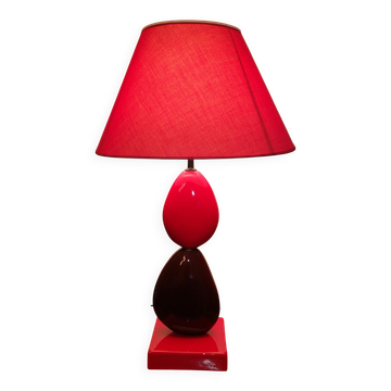 Lampe sculpturale vintage Koralcoa en céramique rouge et noire