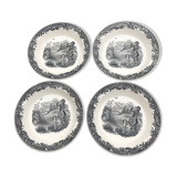 Service of 4 hollow plates Villeroy & Boch, Artemis collection theme "Hunting"