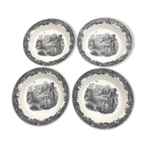 Service of 4 hollow plates Villeroy & Boch, Artemis collection theme "Hunting"