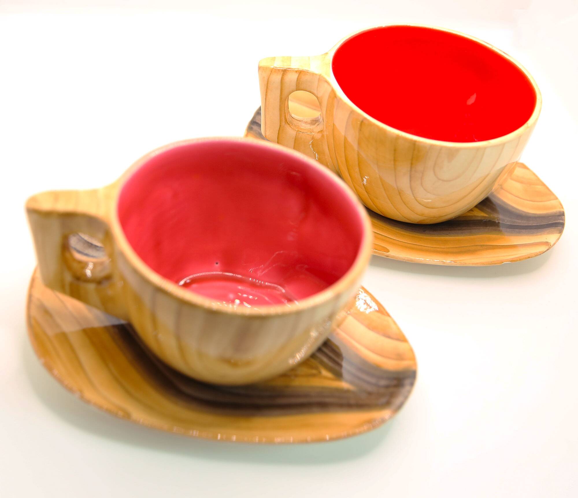 Lot de 2 tasses XL imitation bois Grandjean Jourdan Vallauris