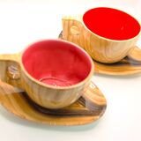 Set of 2 XL imitation wood cups Grandjean Jourdan Vallauris