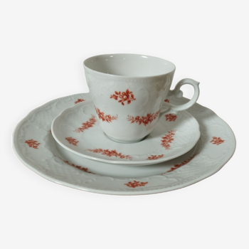 Set de café, tasse, sous-tasse & assiette porcelaine  Seltmann Weiden, porcelaine Baviere