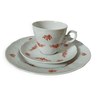 Set de café, tasse, sous-tasse & assiette porcelaine  Seltmann Weiden, porcelaine Baviere