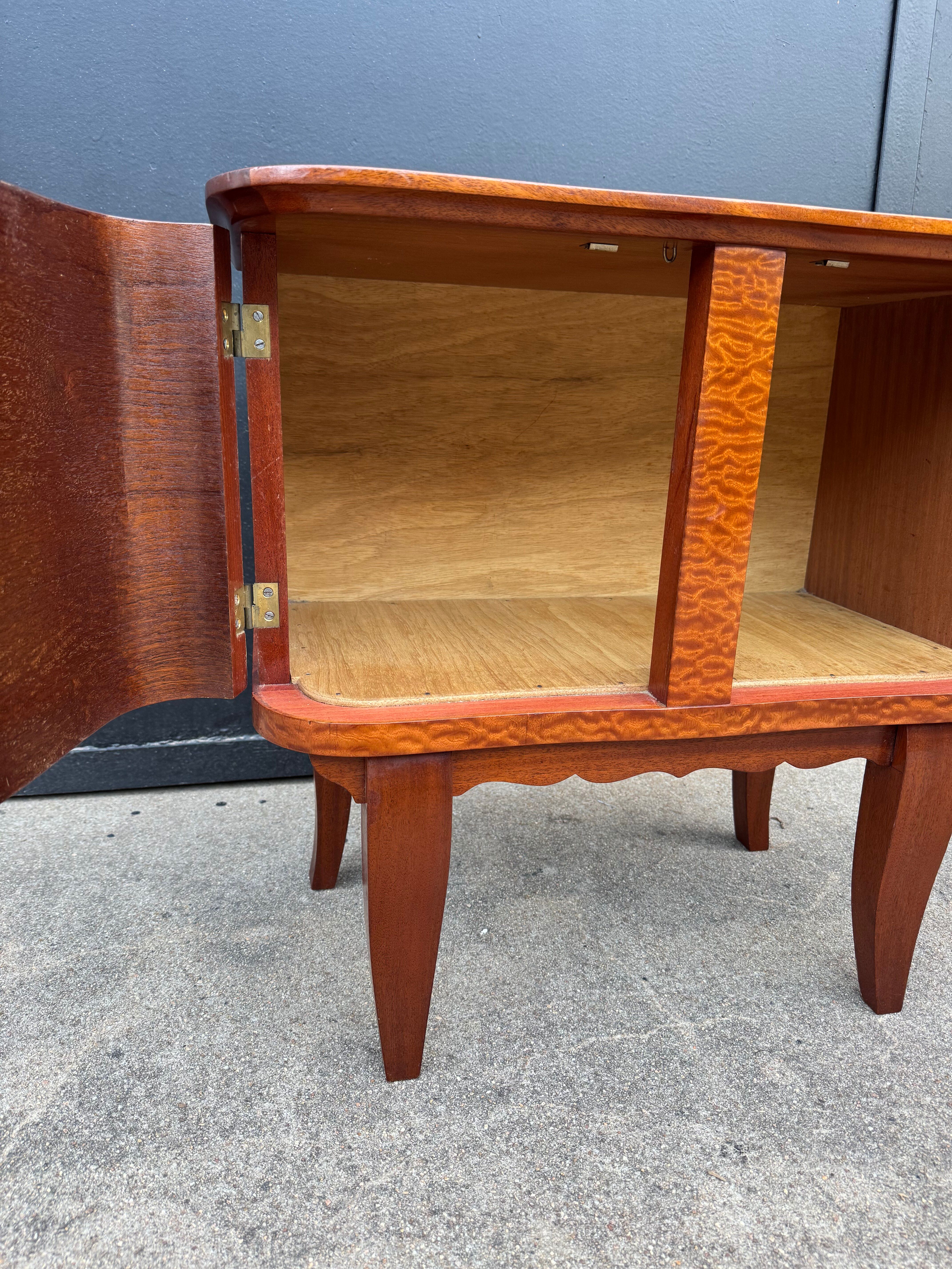 Mahogany veneered bedside table from the 1950s.