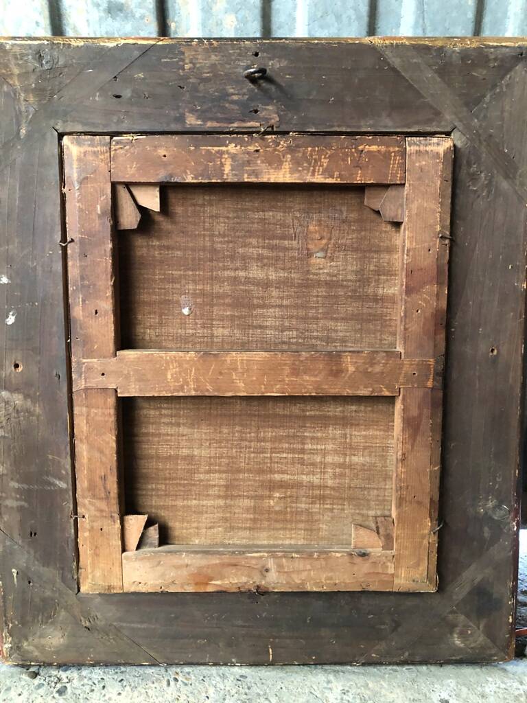 Oil on canvas 19th century "Breton woman crossing a stream"