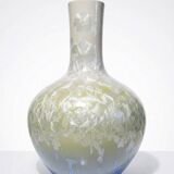 Vintage Jingdezhen Zhi porcelain globular vase with crystalline glazes.