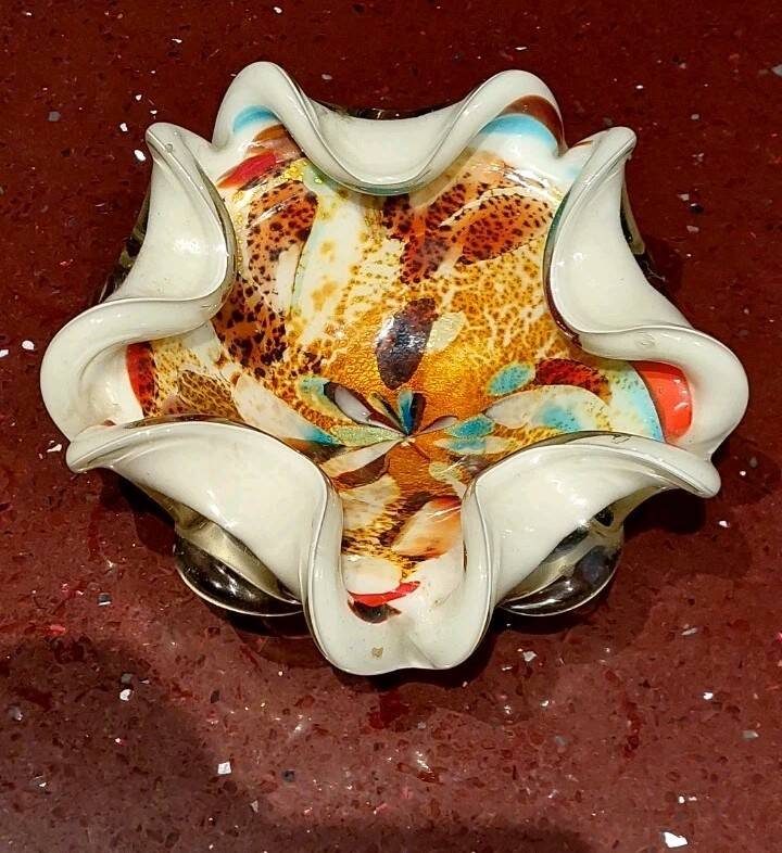 All Fruits glass bowl from Murano by Dino Martens with gold flecks 1960s