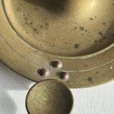 Antique gold hand candlestick with a handle fixed by 3 rivets H8 D13