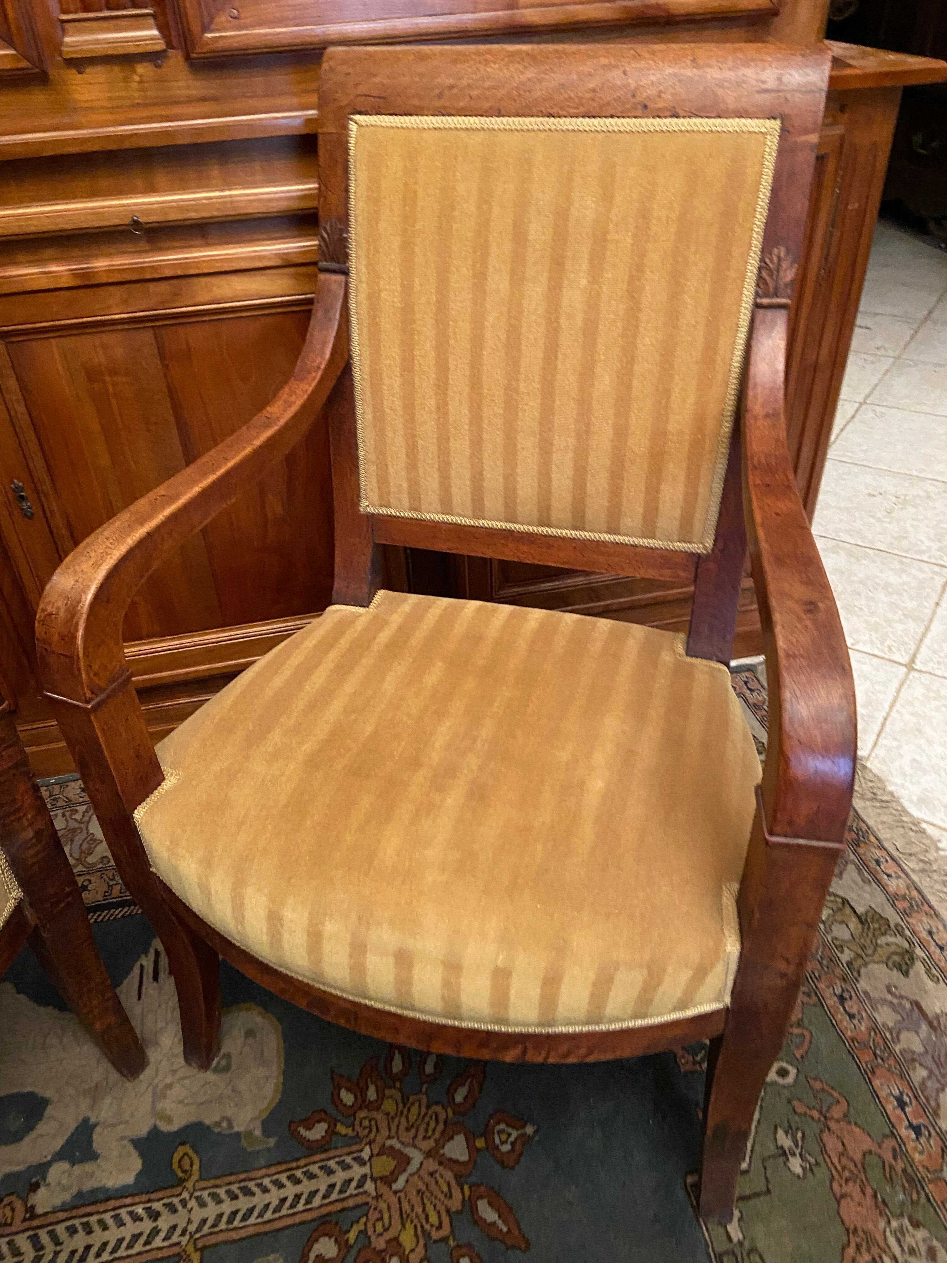 Pair of XIXth armchairs in solid walnut