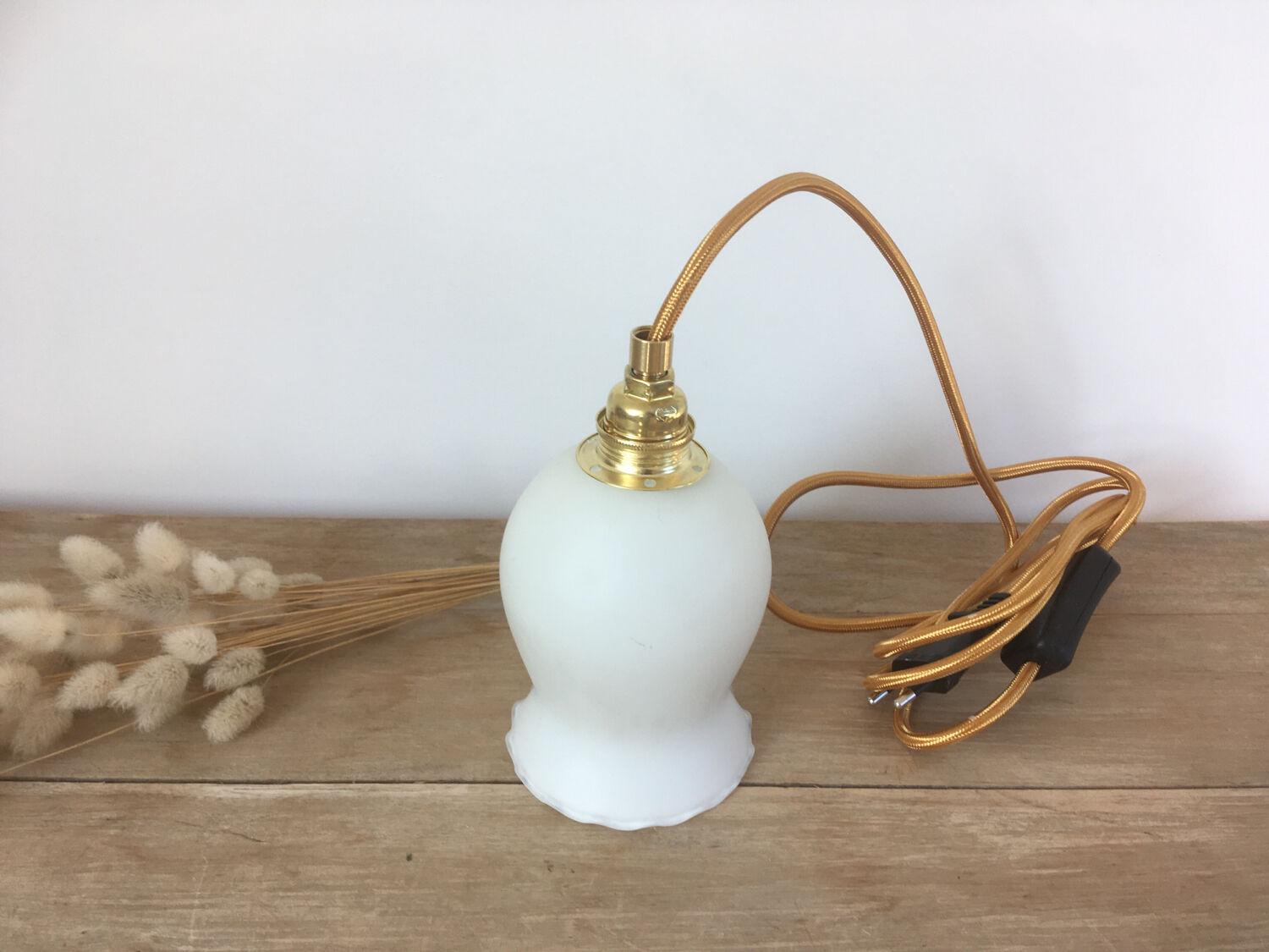 Pair of vintage opaline walking lamps
